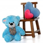 2.5 Feet Huge Blue Teddy Bear with a Bow